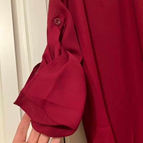 Yidarton Long-Sleeved Red Half-Zip Blouse Size XXL NWT - Picture 3 of 6